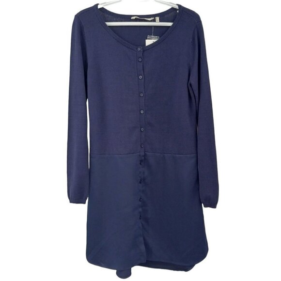 Soft Surroundings Mariam Mixed Media Cardigan Navy Blue Longline Minimalist S - Picture 2 of 7